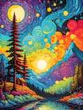 Miniatyrbillede 1 af 7: Bomclap Van Gogh Starry Sky Diamond Art Kit diamantmaleri til voksne 30x40cm