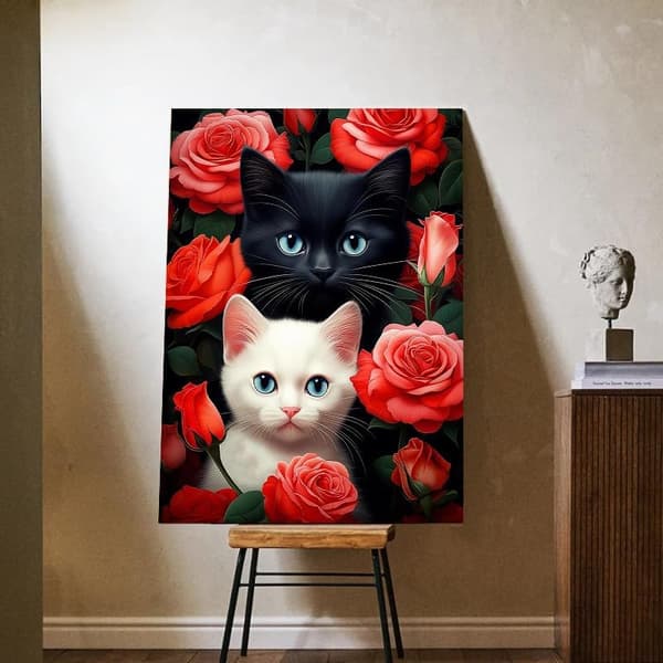 Bomclap Cat Diamond Painting Kit til voksne – Fuld boremaskine med runde 5D-diamanter