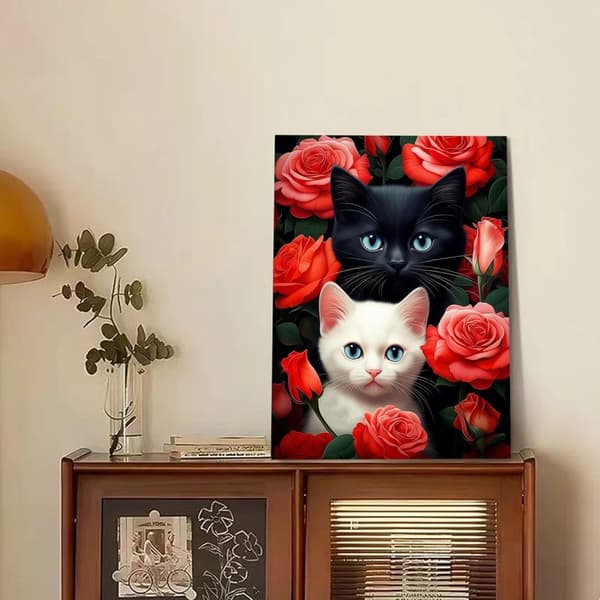 Bomclap Cat Diamond Painting Kit til voksne – Fuld boremaskine med runde 5D-diamanter
