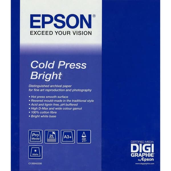 Akvarellpapper Epson GF Papel Artístico Cold Press Bright