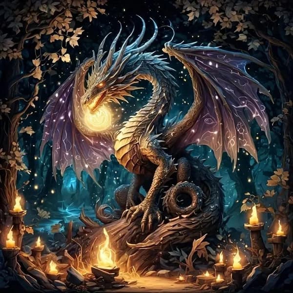 Bomclap Dragon 5D Diamond Art, timanttimaalaus aikuisille täysi pora 35x35cm
