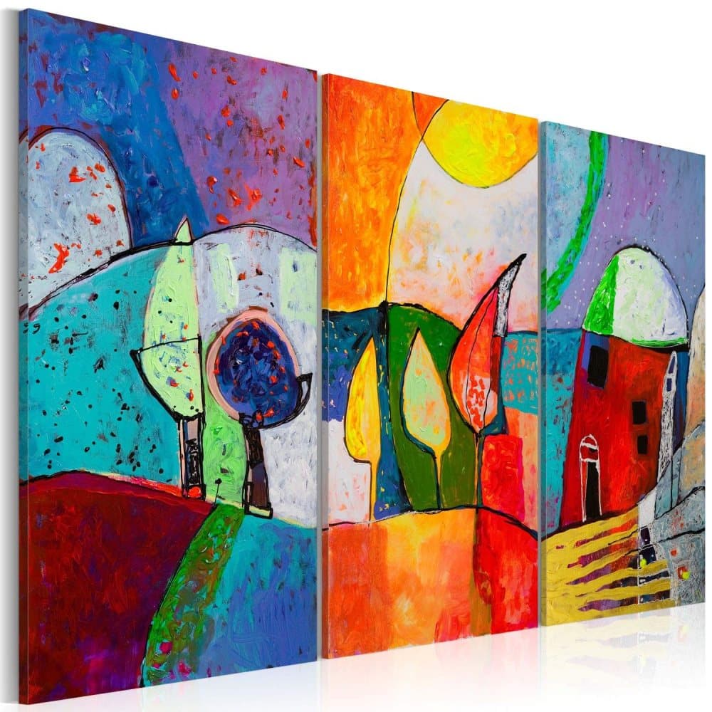 Håndmalet billede - Colourful landscape