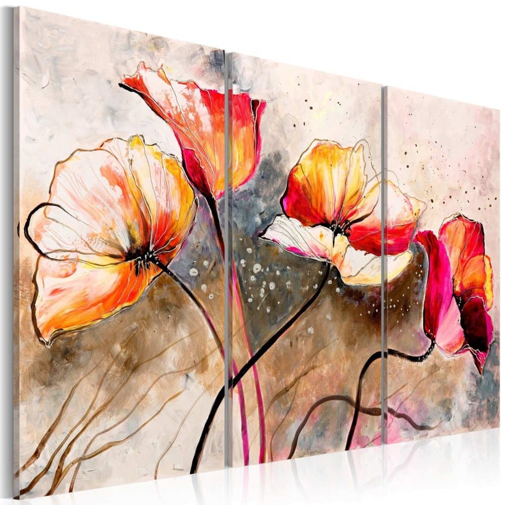 Håndmalet billede - Poppies lashed by the wind