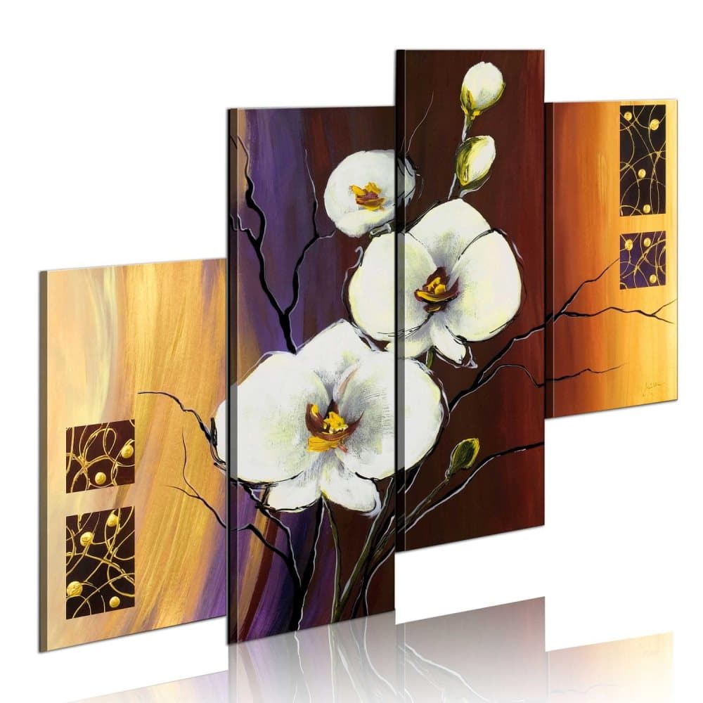 Håndmalet billede - White orchid