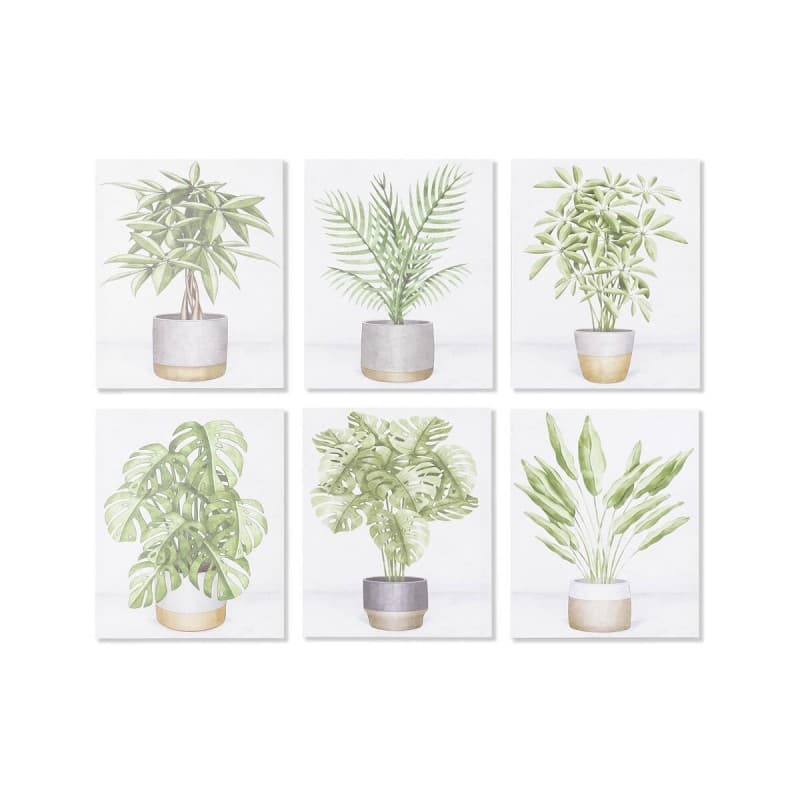 Tavla DKD Home Decor Blommor, växter och träd (40 x 1,8 x 50 cm) (6 antal) (12 antal)