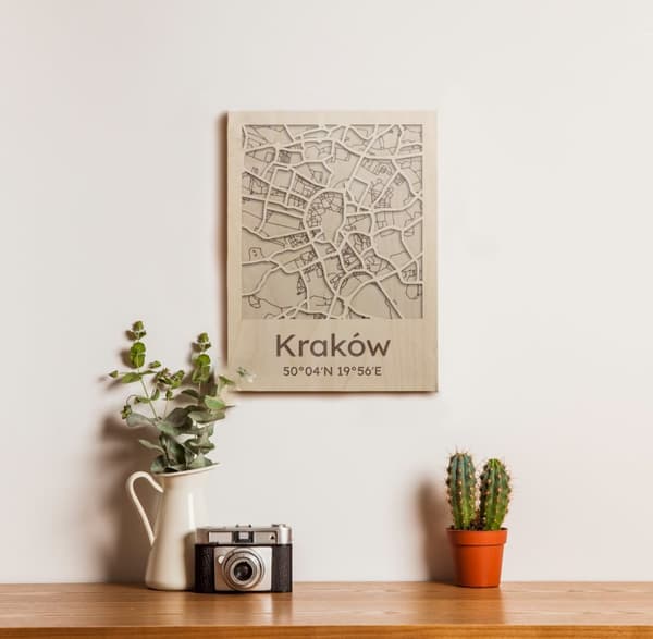 Träbild STADSKARTA Krakow Stadsplan