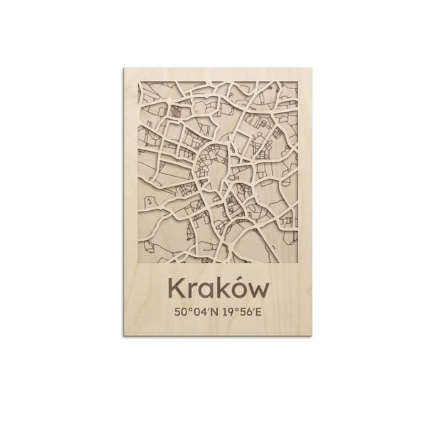 Träbild STADSKARTA Krakow Stadsplan