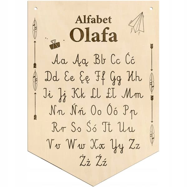 Trä alfabetbas med barnets namn för vägg