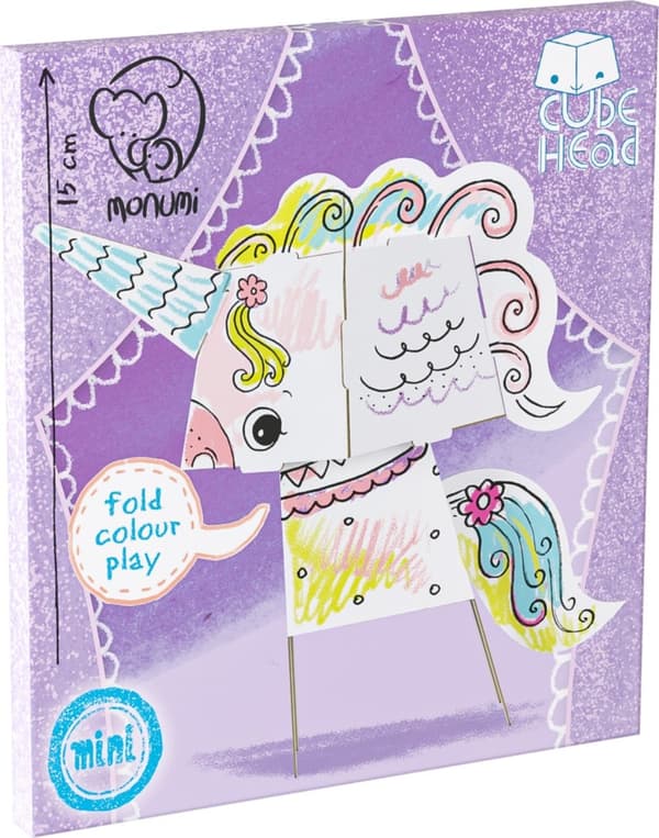 Malebog-sammensat CUBE HEAD MINI ""Unicorn"" MONUMI