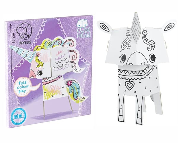 Malebog-sammensat CUBE HEAD MINI ""Unicorn"" MONUMI