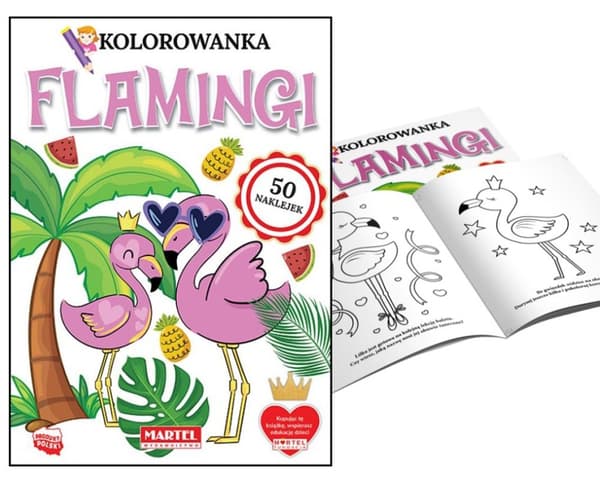Målarbok med klistermärken Flamingos Martel