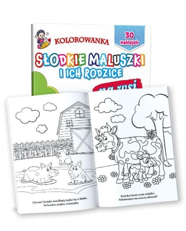 Värityskirja tarroilla Suloisia pikkuvauvoja ja heidän vanhempansa "Maaseudulla" Martel