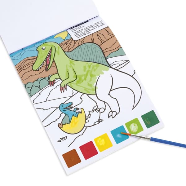 Målarbok med färger och en pensel Kidea Dinosaurs