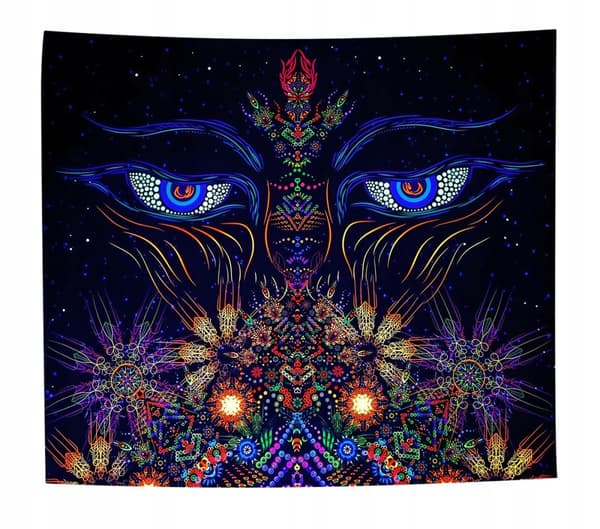 UV VÆGDEKORATION Fluorescerende BILLEDGOPP REFLEKTIV 150x150cm Øjne