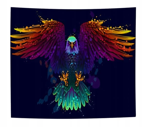 UV-VÄGGDEKORATION Fluorescerande TAVELBESÄTT REFLEKTERANDE 150x150cm Örn