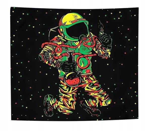UV-SEINÄKORISTE Fluoresoiva HEIJASTAVA TAPESTIKE 150 cm Kosmonautti