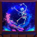 Miniatyrbillede 2 af 11: VÆGDEKORATION UV-BILLEDE Fluorescerende GOBELTÆN REFLEKTIV Skeletskøjte