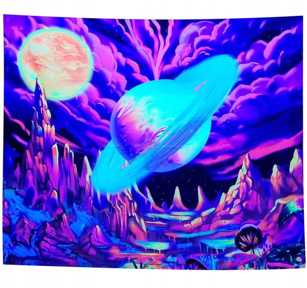 UV-SEINÄKORISTE HEIJASTAVA LOISTEVA TAPETTI 150 cm XL Planeta