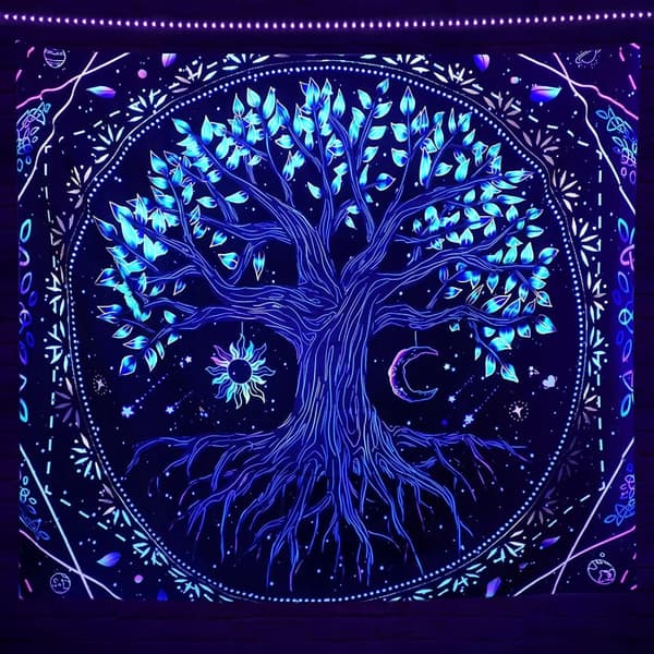 UV-SEINÄKORISTE Fluoresoiva HEIJASTAVA TAPESTIKE 150 cm XXL Puu