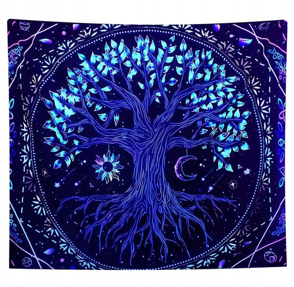 UV-SEINÄKORISTE Fluoresoiva HEIJASTAVA TAPESTIKE 150 cm XXL Puu