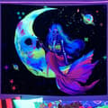 Miniatyrbild 2 av 11: UV-VÄGGDEKORATION Fluorescerande TAVELBESÄTTNING REFLEKTERANDE 150cm XL Måne