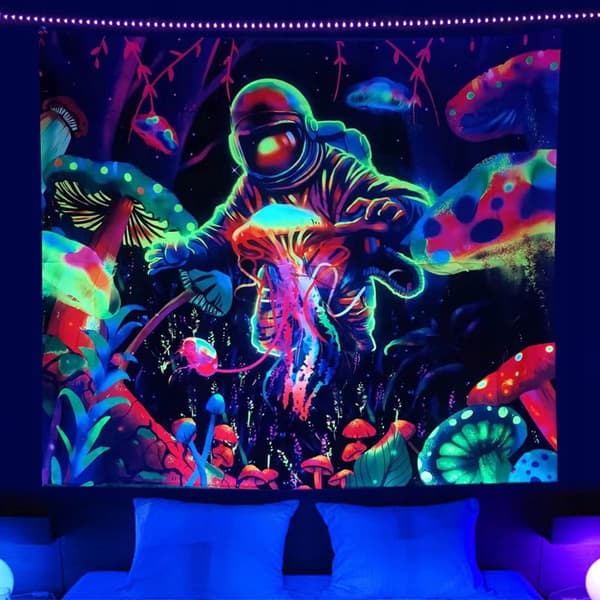 UV-vægdekoration Fluorescerende billedtapet reflekterende 150 cm astronaut