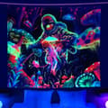 Miniatyrbillede 2 af 11: UV-vægdekoration Fluorescerende billedtapet reflekterende 150 cm astronaut