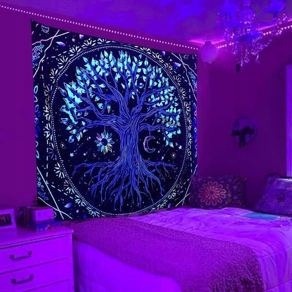 UV-SEINÄKORISTE Fluoresoiva HEIJASTAVA TAULANUOLISTE 150x150cm Aurinko