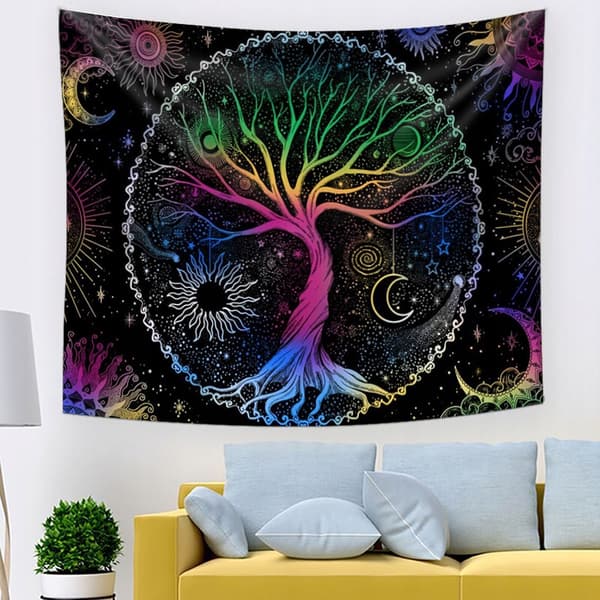 UV-SEINÄKORISTE Fluoresoiva HEIJASTAVA TAULANUOLISTE 150x150cm Aurinko