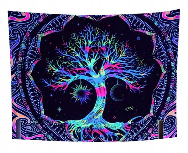 UV VÆGDEKORATION Fluorescerende BILLEDGOPP REFLEKTIV 150x150cm Træ