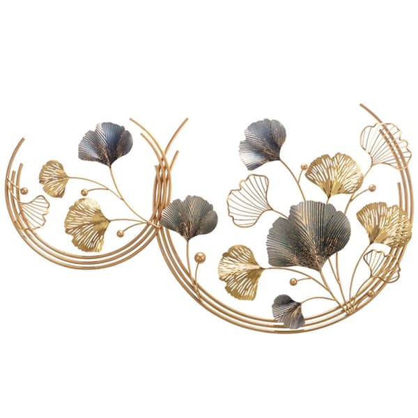 Ginkgo Blad Metallväggskonst, Handgjord Järnskulptur, 3D Elegant Design