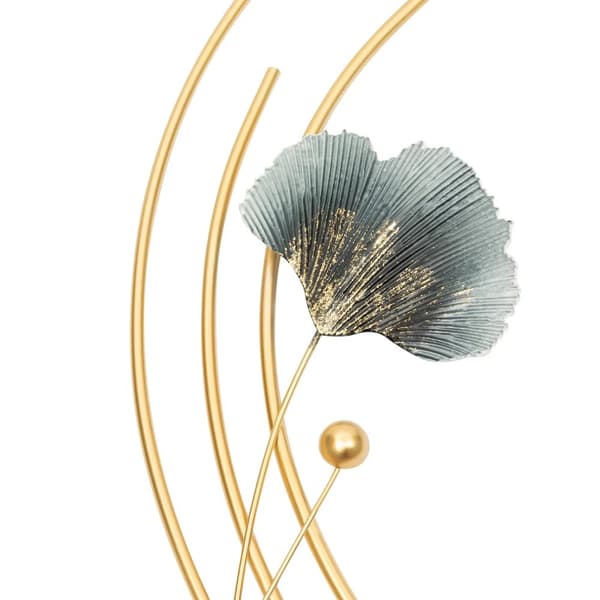 Ginkgo Blad Metallväggskonst, Handgjord Järnskulptur, 3D Elegant Design