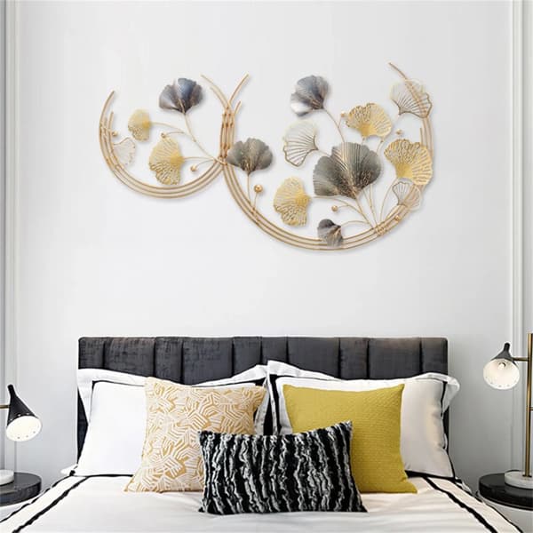 Ginkgo Blad Metallväggskonst, Handgjord Järnskulptur, 3D Elegant Design