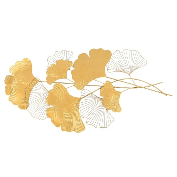 Smedejern Ginkgo Blad Vægkunst, Klassisk Design, Vægmonteret,Guld, L
