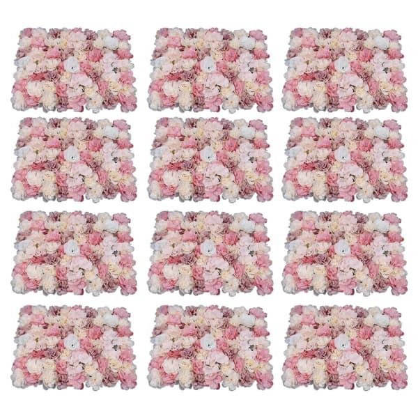 Blomväggspanel, tyg + plastmaterial, storlek 60x40 cm, vikt 4,2 kg,12 st Rosa