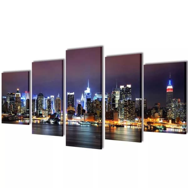 vidaXL Kanvas Flerdelt Veggdekorasjon New York Horisont 200 x 100 cm