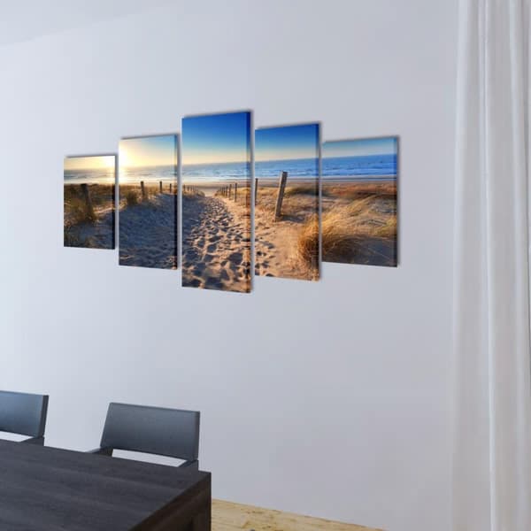 vidaXL Uppsättning väggbonader på duk: sandstrand 100 x 50 cm