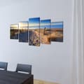 Miniatyrbild 2 av 3: vidaXL Uppsättning väggbonader på duk: strand med palm 200 x 100 cm