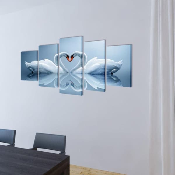 vidaXL Kanvas Flerdelt Veggdekorasjon Svane 200 x 100 cm