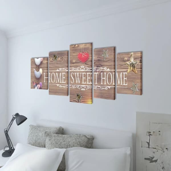 vidaXL Uppsättning väggbonader på duk Home sweet home-design 200 x 100 cm