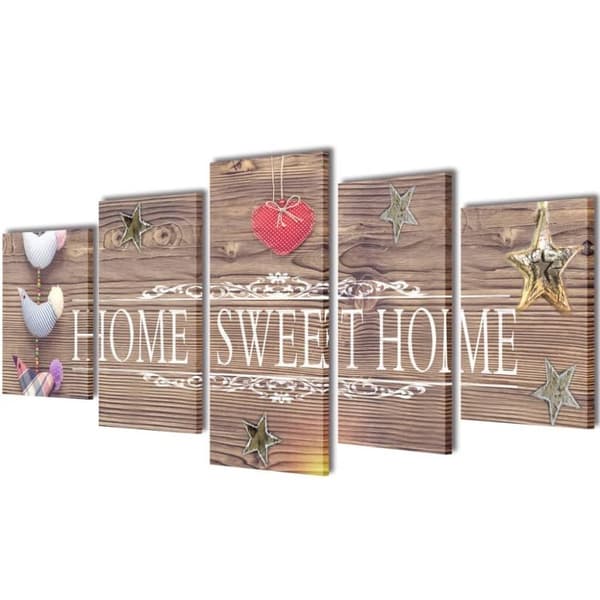 vidaXL Uppsättning väggbonader på duk Home sweet home-design 200 x 100 cm