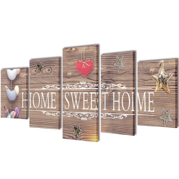 vidaXL Kanvas Flerdelt Veggdekorasjon Home Sweet Home Design 100 x 50 cm