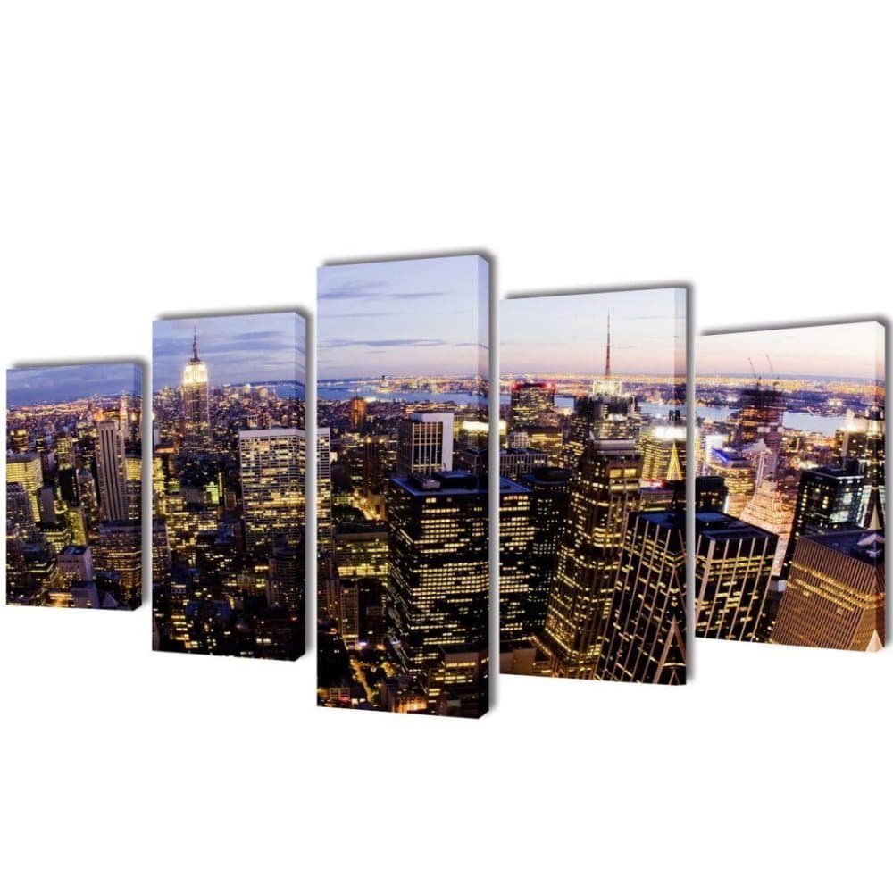 vidaXL Taulusarja New York Taivaanranta Lintuperspektiivistä 200 x 100 cm