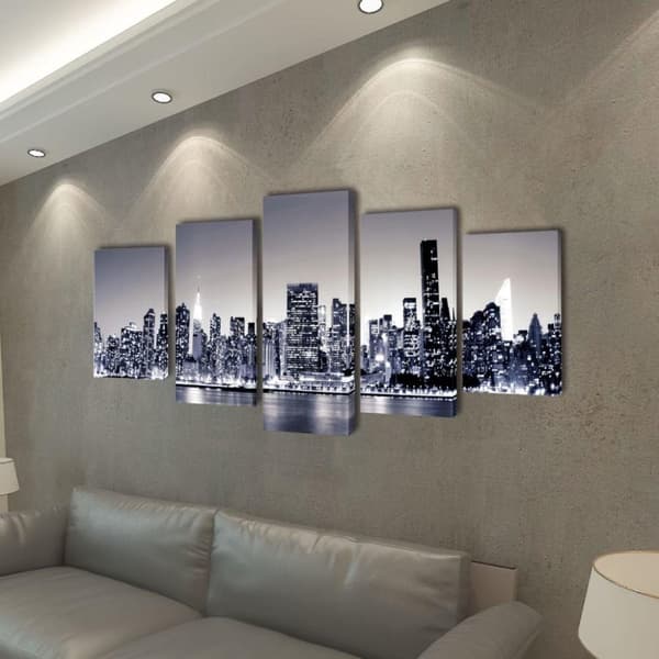vidaXL Sæt af lærredsprint til væg, New York Skyline i sort/hvid, 200x100 cm