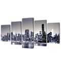 Miniatyrbillede 1 af 3: vidaXL Sæt af lærredsprint til væg, New York Skyline i sort/hvid, 200x100 cm