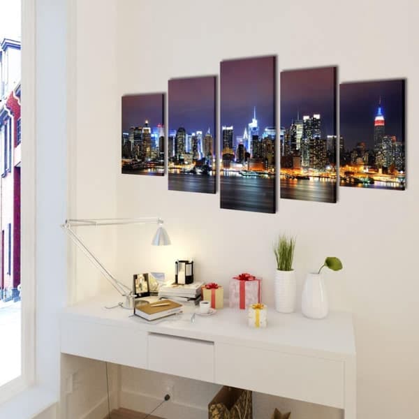 vidaXL Kanvasbilledsæt New York skyline farverigt 200 x 100 cm