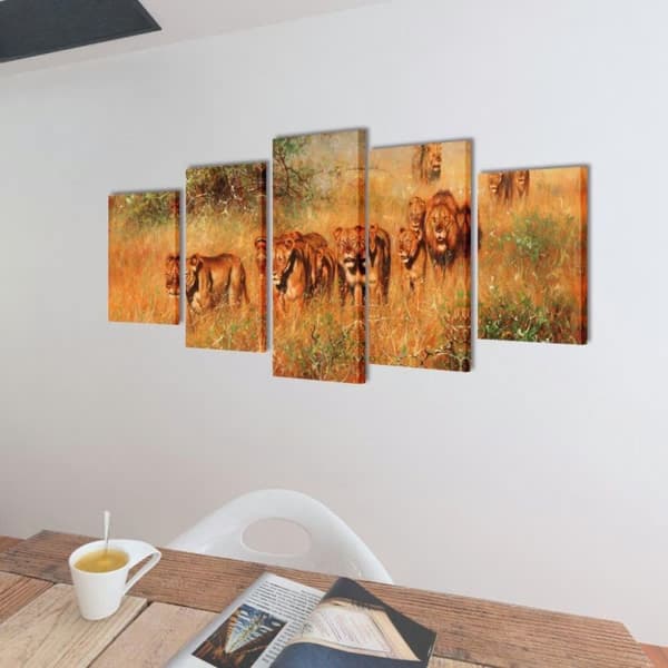 vidaXL Kanvasbilledsæt løver 100 x 50 cm