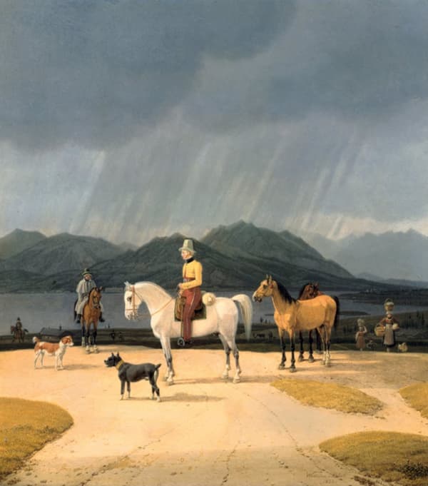 Riders at the Tegernsee,Wilhelm von Kobell,27x25cm