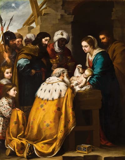 The adoracion of the Kings,Bartolome Esteban Murillo,50x40cm