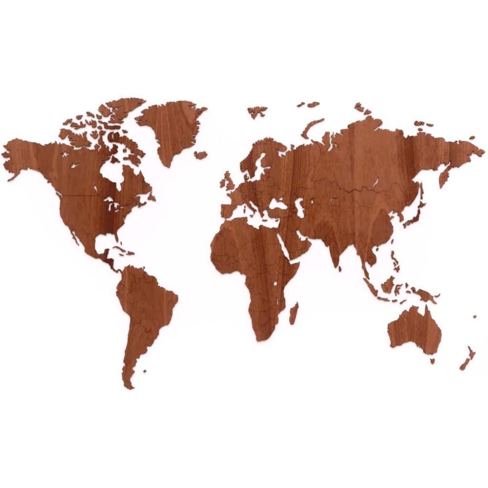 MiMi Innovations Verdenskart veggdekorasjon Exclusive sapele 130x78 cm